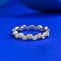 wholesale Metal full diamond full bead small tail ring for women, minimalist andthin stackable ring fashionable trendy style-R339 White Diamond No. 6