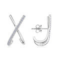 wholesale Metal material X-shaped cross earrings small design moissanite stud earrings Korean style minimalist wind internet celebrity accessories-0-4