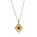 wholesale S925 silver gold-plated vintage-style silver setting with pigeon blood red four-season diamond-cut floral pendant from MuJing Jewelry-0-4