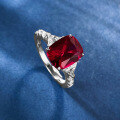 wholesale Metal Material: 925 Silver, New Style of Mujing Jewelry 8*10 Pigeon Blood Red Gemstone Ring with Luxurious Full Diamond Setting for Daily Wear-0-1