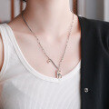 wholesale S925 Sterling Silver Korean Dongdaemun Retro Rectangular Pendant Necklace,-0-0