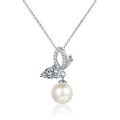 wholesale 925 Sterling Silver Natural Freshwater Pearl Necklace Women Zhuang Zhou Dreams of Butterfly Pendant Light Luxury Niche Collarbone Chain Drop Shipping Wholesale-0-4