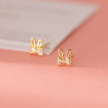 wholesale S925 Sterling Silver Fresh Sweet Lovely Bow Diamond-Inlaid Rabbit Stud Earrings for Women M05227-0-2