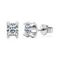 Sterling Silver Square Moissanite Stud Earrings for Women-0-16