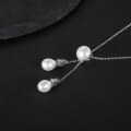 wholesale S925 Sterling Silver Natural Freshwater Pearl Necklace, Fashionable Light Luxury Ins Personality Elegance Collarbone Chain Pure Silver Necklace Jewelry-0-2
