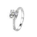 S925 Silver Moissanite Ring Women's Small Four-Claw Design Fashion Versatile Light Luxury-0-3