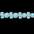 wholesale 925 Silver Gold-Plated Bracelet with High-Carbon Diamond, Blue Turquoise, Art Deco Decoration, Advanced Jewelry, Versatile Accessory, Women's Bracelet-0-2