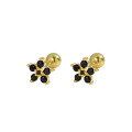 wholesale S925 Silver Korean Japanese Ins Style Flower Colored Zirconium Screw Ear Cartilage Studs Wholesale-0-0