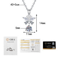 S925 Sterling Silver Moissanite Cross-Border Butterfly Wing Necklace Wholesale-50-point Moissanite  925 Silver