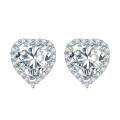 wholesale 925 Sterling Silver European and American Gemstone Heart Earrings for Women, Colorful Zircon Heart-shaped Stud Earrings, High-Quality Wholesale-0-4