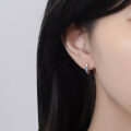 wholesale S925 Sterling Silver Fashionable Turquoise Hoop Ear Clasps, Versatile and Stylish, Ins Wind Light Luxury Niche Earrings-0-3