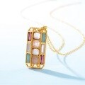 wholesale S925 Sterling Silver Cross-Border New Fun Color Palette Pendant with Inlaid Colored Gemstones Necklace for Women, Fashionable and Unique, Wholesale from Manufacturers-0-3