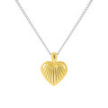 wholesale S925 Sterling Silver 469 Small and Unique Elegant Collarbone Necklace with a High-End Gold Striped Heart Pendant-0-4
