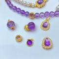 wholesale Sterling silver gold-plated inlaid natural amethyst calabash DIY bracelet necklace accessory pendant handcrafted cord jewelry-0-0