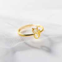 wholesale S925 Sterling Silver Fresh and Sweet Ins Style Niche Design Exquisite Diamond-Inlaid Hollow Cat Ring R02532-S925 silver ring silver opening adjustable