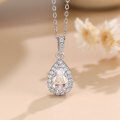wholesale S925 sterling silver plated with 18K gold 1-carat pear-cut moissanite necklace for women, fashionable and versatile moissanite necklace-0-0
