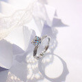 wholesale Sterling Silver One Carat D Color Four-Prong Setting Moissanite Ring, Ins Design, Light Luxury for Girlfriend Proposal or Wedding-0-0