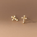 wholesale S925 Sterling Silver Personalized Diamond-Studded Cross Earrings, Niche, Elegant, Instagram Style, Trendy and Edgy Ear Accessories M04109-0-0
