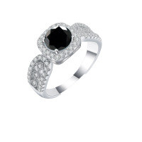 wholesale S925 Metal Moissanite Lace Princess Cut Wide Band Ring Proposal Diamond Ring Birthday Gift for Girlfriend-1 carat (black moissanite) ring  9