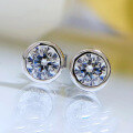 wholesale S925 silver jewelry new moissanite stud earrings for women, bezel-set with silver edges, high-carbon diamond-0-1