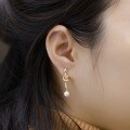 wholesale S925 Silver New European and American Fashion Snake-shaped Pearl Earrings for Women, Minimalist Long Drop Ear Studs Wholesale from Manufacturer-0-3