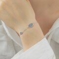 wholesale S925 Sterling Silver Cross-Border Ins Style Blue Eye Disc Blue Zircon Design Women's High-End Sense Versatile Bracelet-0-0