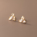 wholesale S925 silver gradient resin synthetic pearl petal earrings for women, elegant and minimalist style, M02110-0-2