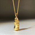 wholesale 18K Gold Plated High-End Quality Sand Gold Color-Fading Resistant Ancient Method Pi Xiu Rotating Vajra Pestle Pendant Necklace Direct from Manufacturer-0-2