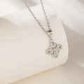wholesale S925 sterling silver with diamond-cut zirconia pendant women's delicate choker necklace, sourced directly from the factory for wholesale-0-1