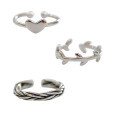wholesale S925 Sterling Silver 208 Korean Style Leaf Love Ring Knuckle Ring Tail Ring Toe Ring-0-4