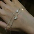 wholesale 925 Sterling Silver Madeleine Shell Cake Star Cookie Bracelet, Fresh and Delicate Double-Layer Chain Accessory for Women-0-1