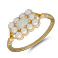 wholesale S925 Gold-Plated Elegant Japanese Dreamy Vintage Opal Ring with Exquisite Pearl, Delicate and Luxurious Jewelry Manufacturer Wholesale-0-4