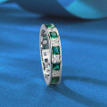 wholesale S925 Sterling Silver Artificial Princess-Cut White and Green Zirconia Row Diamond Ring Cross-Border Style-0-1