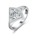 Silver Moissanite Ring Women's Skirt Fan Design-0-2