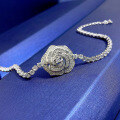 wholesale S925 Silver Rose Flower Bracelet with High-Carbon Diamonds, New Design, Niche Fashion, Stylish Bracelet for Women-0-1