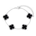 wholesale S925 Sterling Silver Light Luxury High-End Pearl Shell Mother-of-Pearl Agate Four-Leaf Clover Zircon Design Elegant Bracelet for Women-0-9