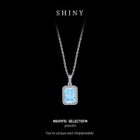 Metal Alloy Super Sparkling Square Zirconia Women's Necklace 2025 New Pendant Choker-S925 Sterling Silver + High Carbon Diamonds  925 Silver