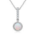 S925 Silver Saturn Orbit Opal Pendant Necklace-0-7