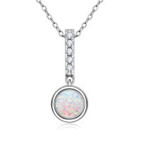 S925 Silver Saturn Orbit Opal Pendant Necklace-Style D [Clearance Sale with Free Shipping]  925 Silver