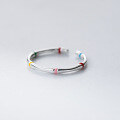wholesale 925 Sterling Silver Dopamine Enamel Rainbow Irregular Bamboo Joint Ring Minimalist Adjustable Opening Ring R02775-0-2