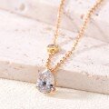 wholesale S925 Silver Gold Water Drop Moissanite Necklace Asymmetric Design Pendant Women's Best-Seller Collarbone Chain-0-1