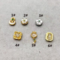 wholesale Gold-plated silver with crystal rhinestone lotus peach blossom heart crown gourd spacer bead accessories necklace bracelet DIY crystal-5# one