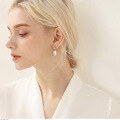 wholesale 925 Sterling Silver Cloud-Inspired Earrings, Square Zirconia Natural Pearl Stud Earrings, Retro and Elegant Korean Style Manufacturer-0-2
