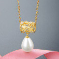 wholesale 925 Sterling Silver Women's Pearl Floral Necklace Korean Dongdaemun Retro Elegant Zircon Pendant-0-0