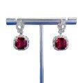 wholesale S925 silver jewelry new design 10*10 red diamond chunky square earrings for women, lightweight luxury vintage style, suitable for cross-border live streaming-0-4