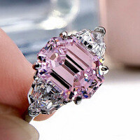 wholesale S925 sterling silver thick gold-plated with pagoda-cut fancy pink diamond ring, exquisite craftsmanship and lightweight luxury style-Pink Diamond Ring Size 8