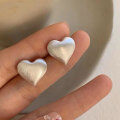 wholesale S925 Silver Brushed Heart Stud Earrings for Women, Minimalist and Versatile, Small and Cute, Unique Design, Elegant Ear Accessories-0-5