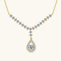 wholesale 925 Sterling Silver European and American Fashion Water Drop Full Moissanite Necklace Shining Luxurious Pendant Ins New Clavicle Chain Wholesale-0-0