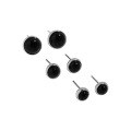 wholesale S925 Sterling Silver Korean Version Ins Small and Chic Design Minimalist Geometric Circle Inlaid Black Onyx Textured Stud Earrings for Women-0-4