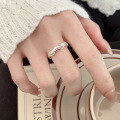 wholesale S925 Sterling Silver Wave Love Heart Ring, Niche Luxury Adjustable Index Finger Ring, Xiaohongshu Viral Hit-0-2